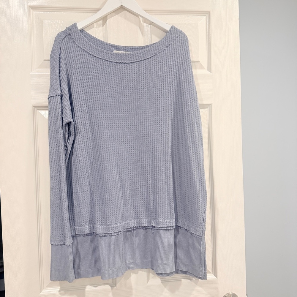 {preloved} Free People North Shore Thermal Tunic Shirt Storm Grey - Picture 6 of 11